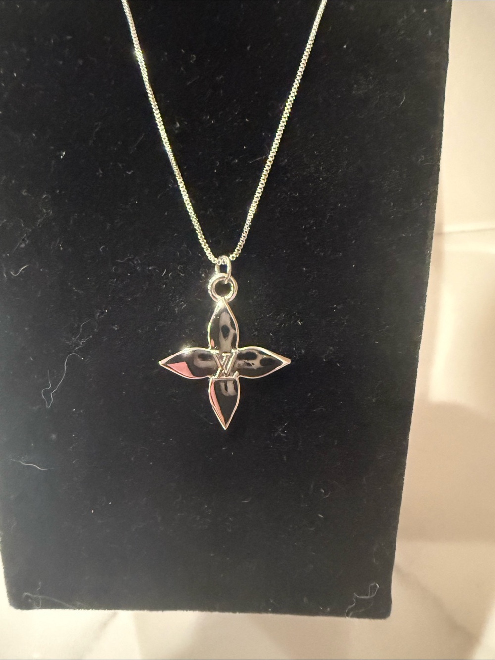 Upcycled Louis Vuitton Silver Fleur Pendant Necklace